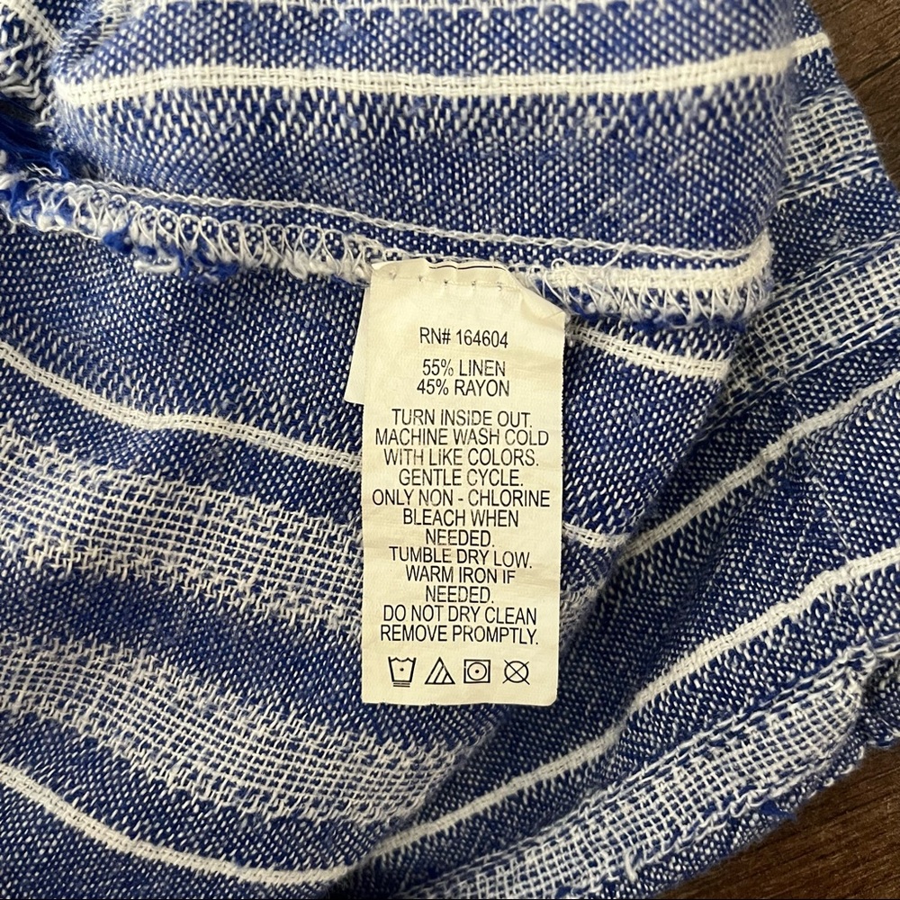 Blue Boho Striped Linen Jumpsuit - Picture 12 of 13